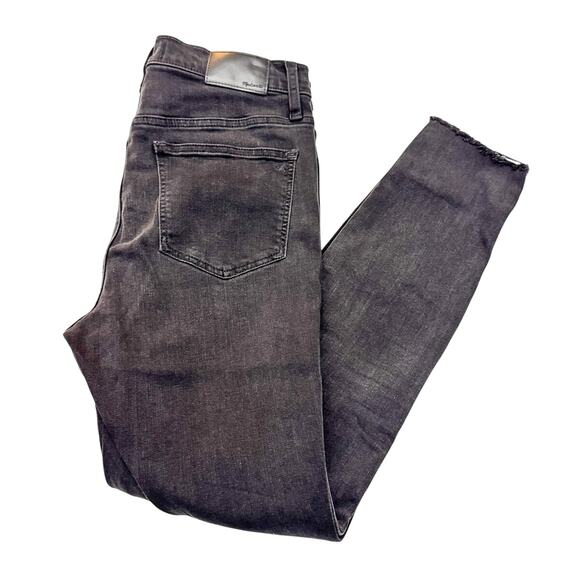Madewell 10" High-Rise Skinny Denim Jeans Button Front Charcoal Black Size 26 - Picture 8 of 8